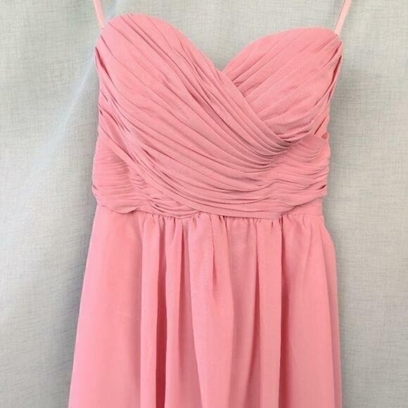 Pink Dress Women’s Small Midi Ruched Strapless Formal Bridesmaid Prom Custom - Picture 3 of 5